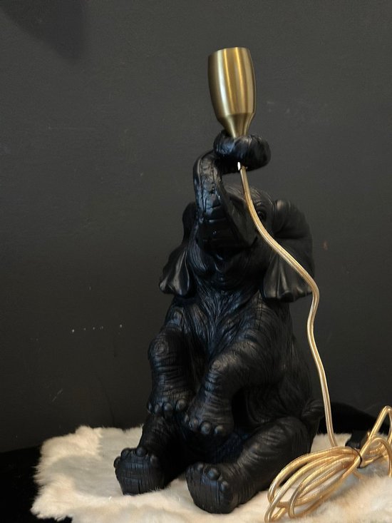 Olifant - Olifant zittend met verlichting (zwart)
