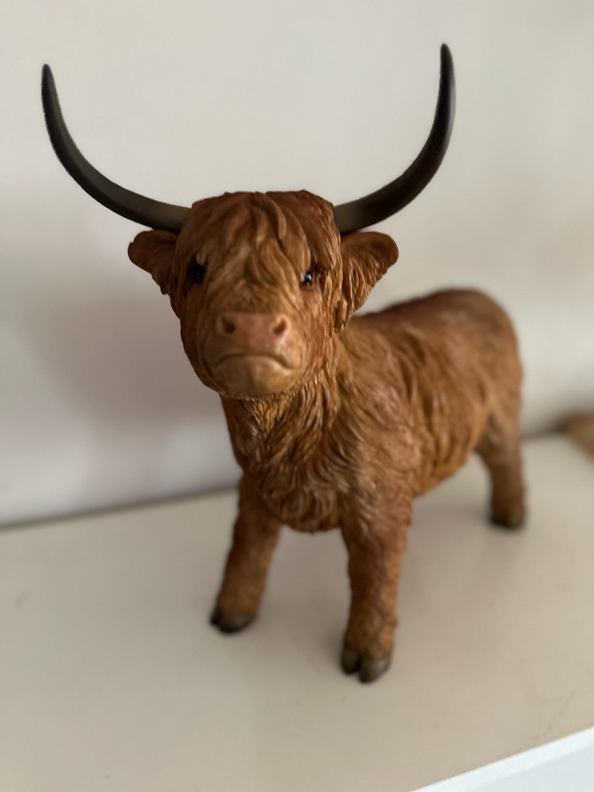 Hooglander koe met hoorns (staand) 35cm hoog