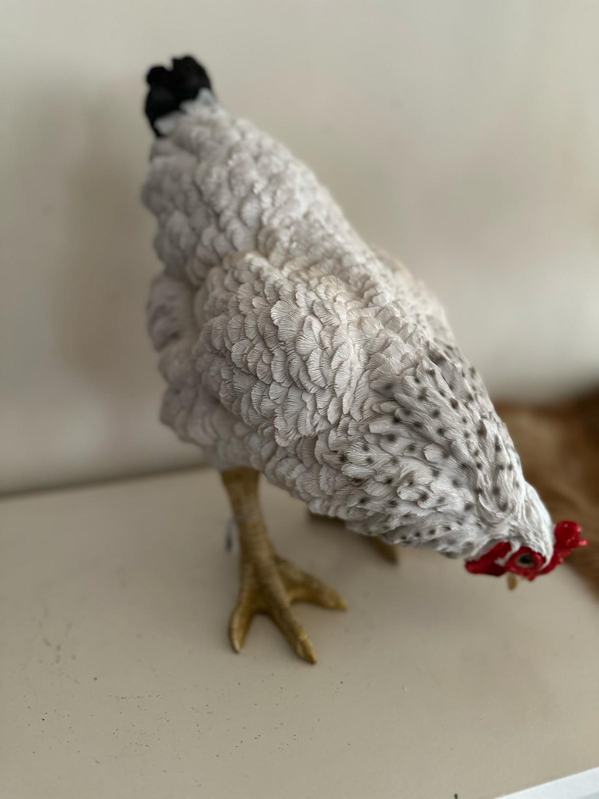 Kip - Kippen - grazende kip - wit -35cm hoog