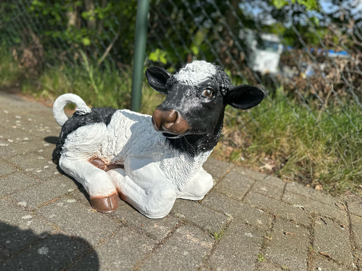 Koe Kalfje ruw zwart/wit (liggend) 37cm hoog