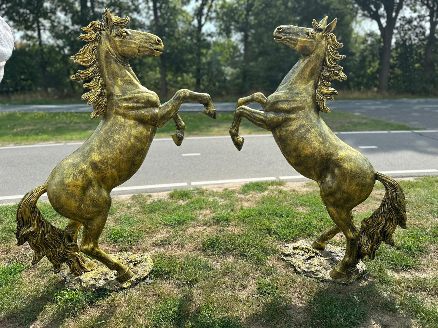 Paarden- Paard - Steigerend Paard - Staand - XXL - Brons