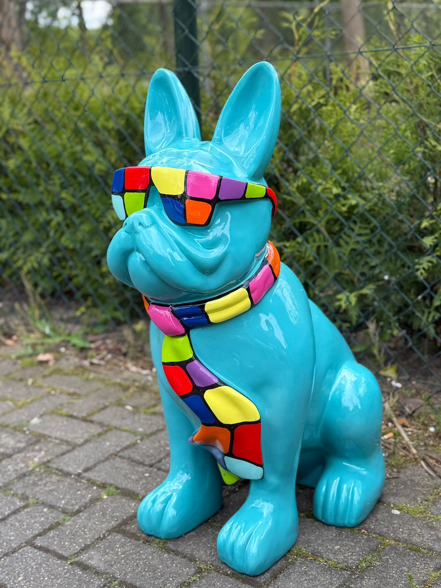 Franse Buldog met bril in limited edition (80cm hoog)