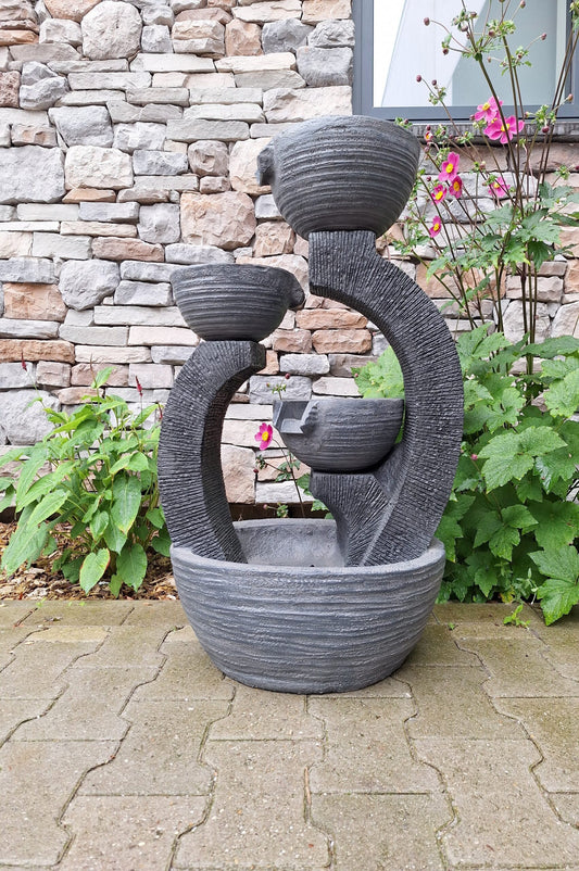 Waterval - Fontein - Waterornament - 80cm hoog - met 3 schalen - inclusief pomp en verlichting