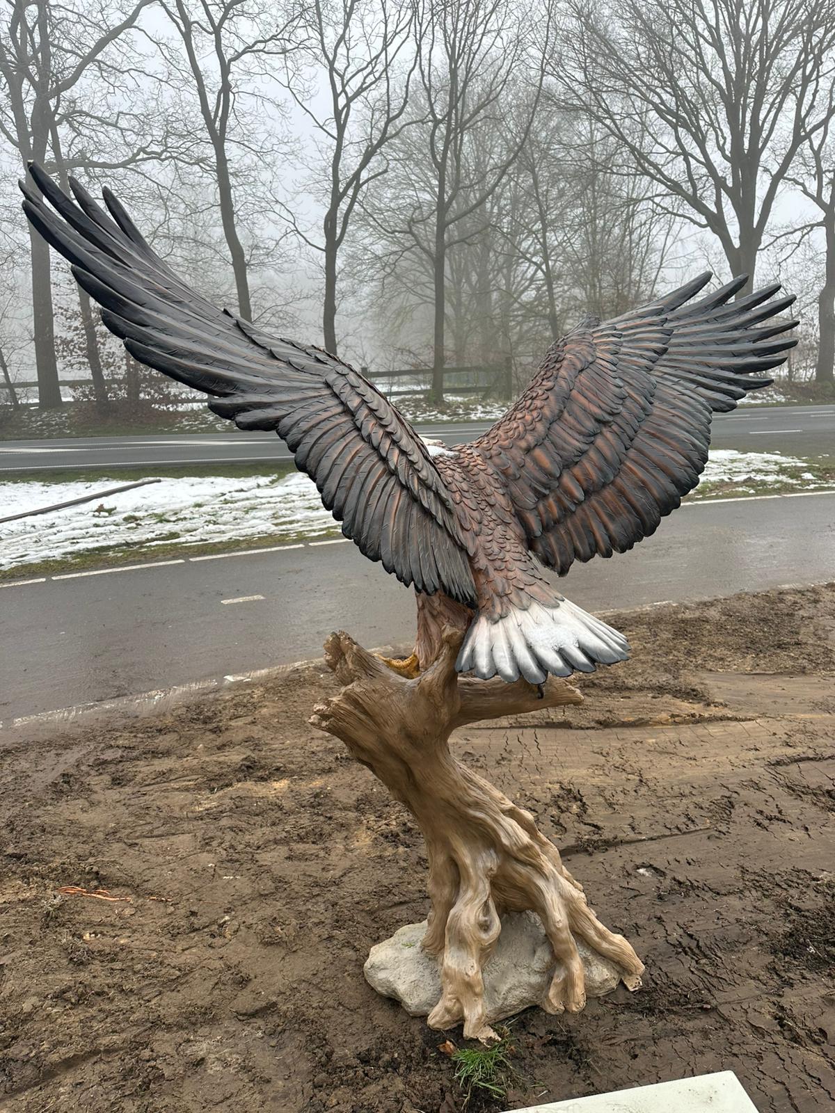 Zeer grote Adelaar op boomstam (225 breed en 215 hoog)