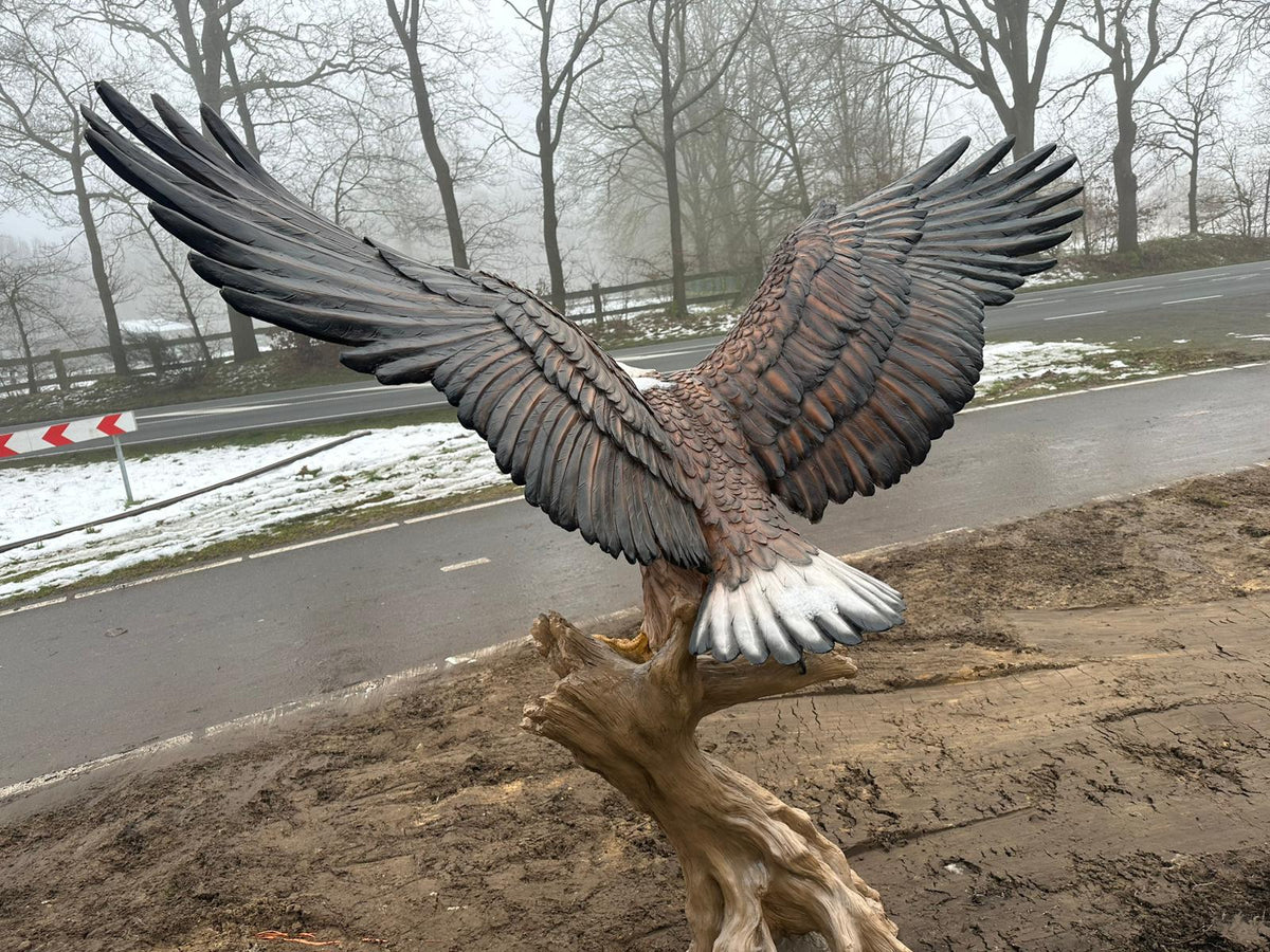 Zeer grote Adelaar op boomstam (225 breed en 215 hoog)
