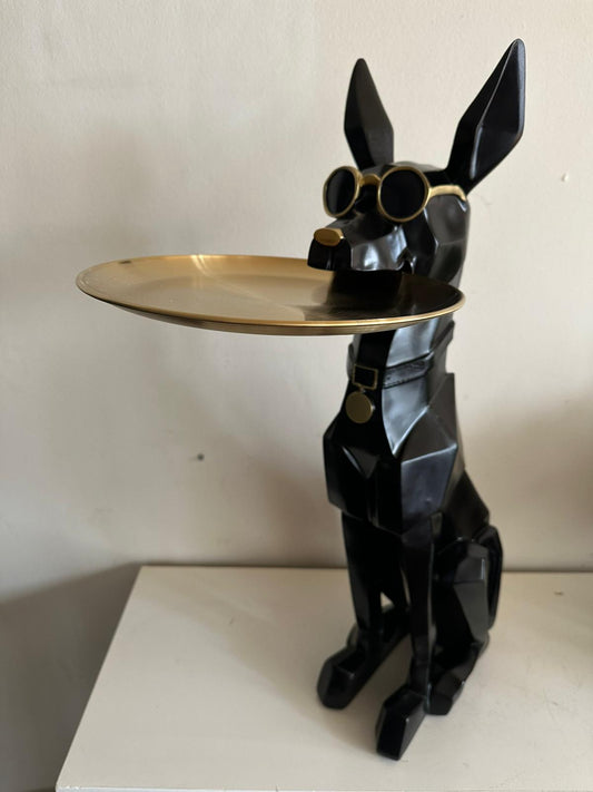 Hond - Moderne Hond - Dobermann - met Dienblad - Zittend - 75cm hoog