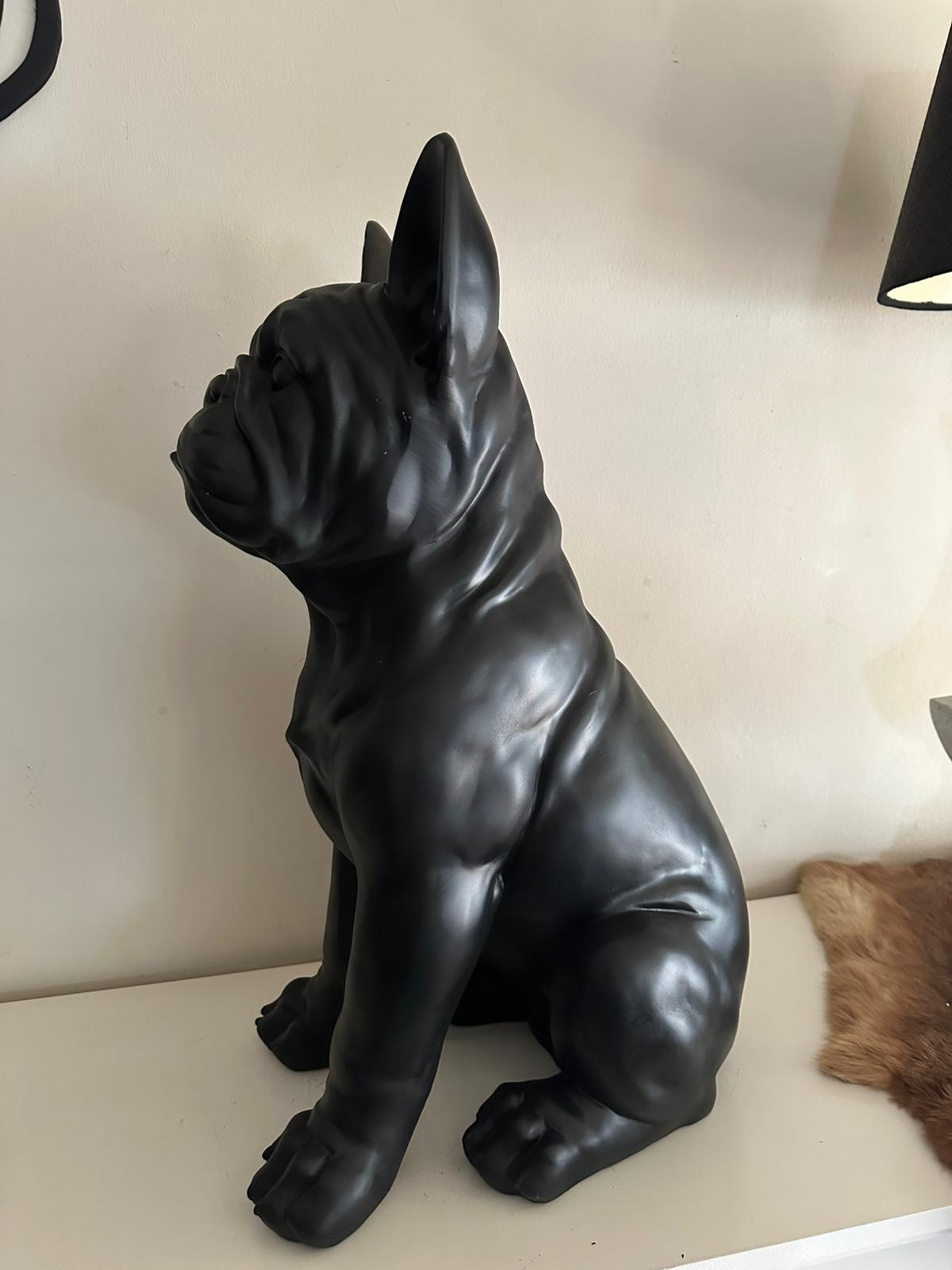 Franse Buldog - Buldog - Zittend - Zwart - 60cm Hoog - Super leuk