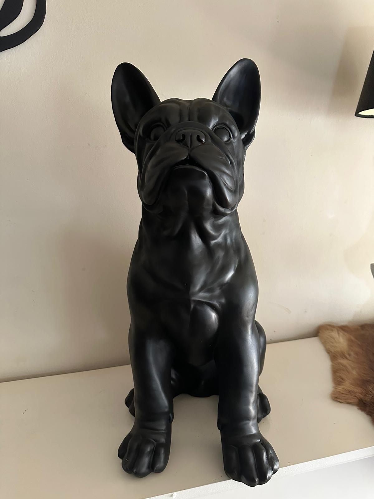Franse Buldog - Buldog - Zittend - Zwart - 60cm Hoog - Super leuk