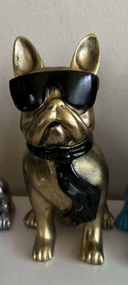 Franse Buldog met bril en stropdas (40cm)