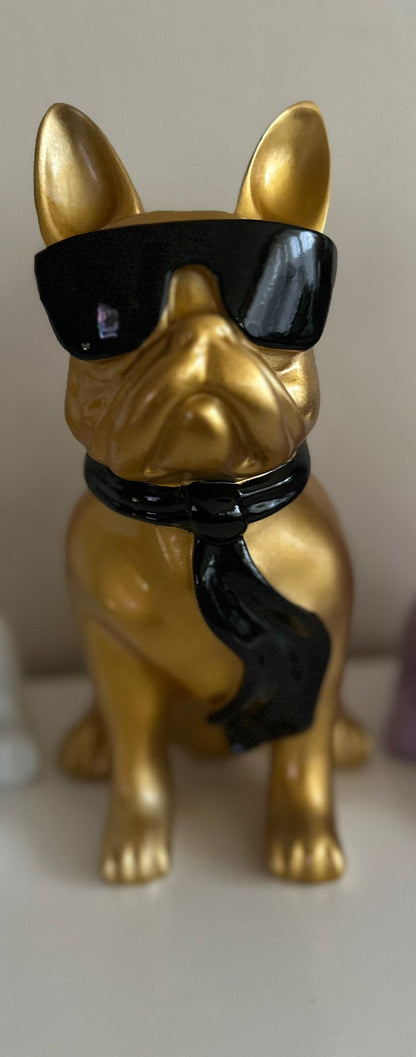 Franse Buldog met bril en stropdas (40cm)