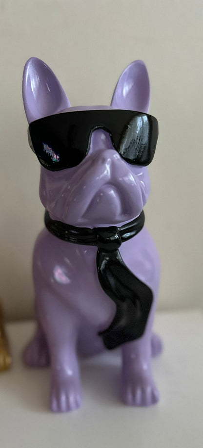 Franse Buldog met bril en stropdas (40cm)