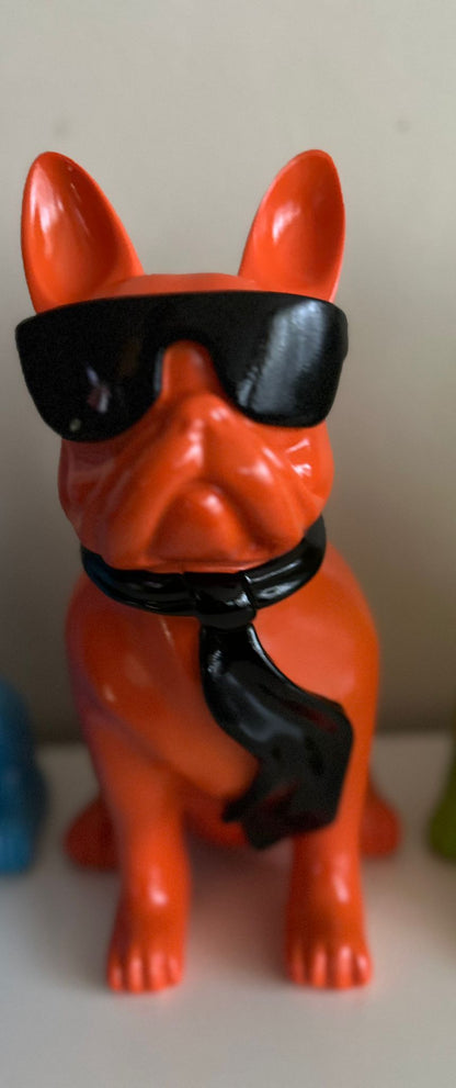 Franse Buldog met bril en stropdas (40cm)