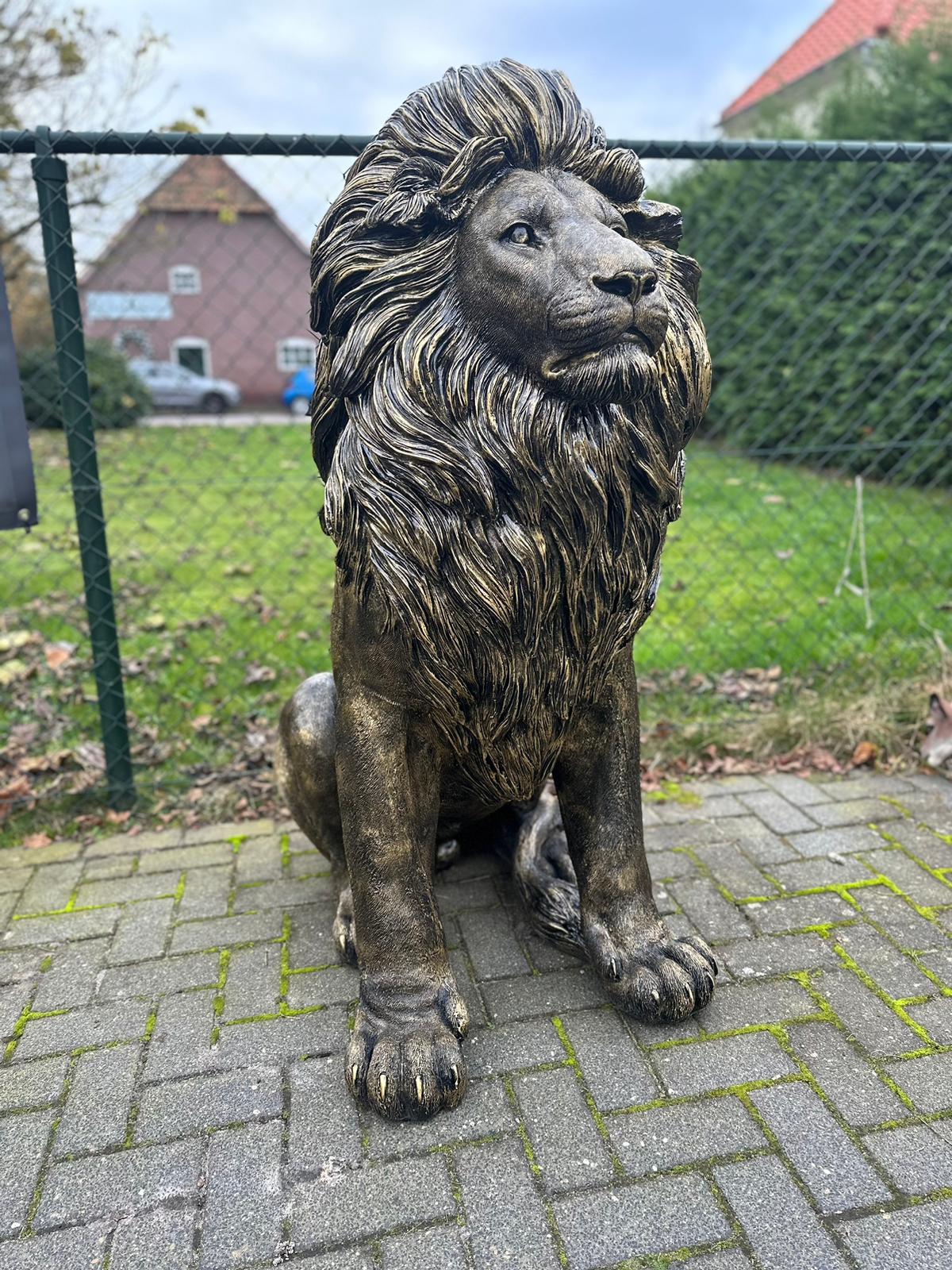 Leeuw - Zittende Leeuw - XXXXL - Orginele of Brons kleur - 140cm Hoog