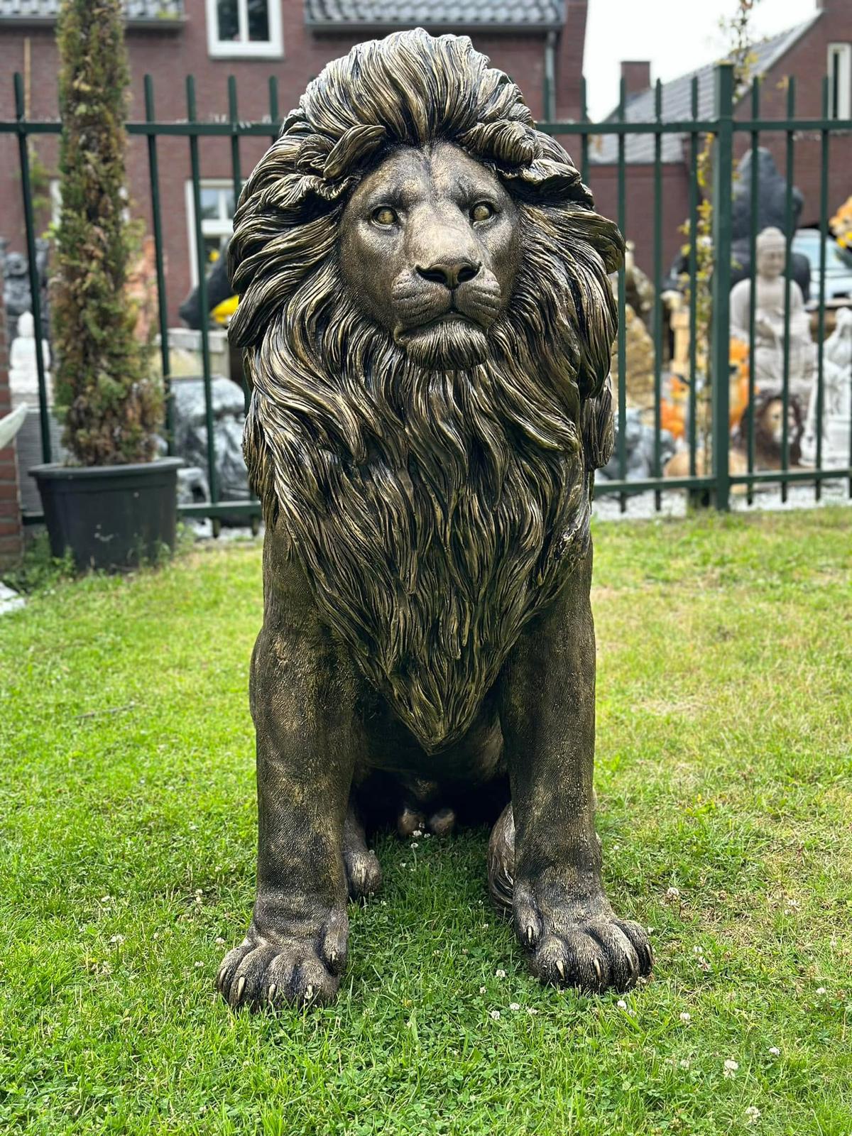 Leeuw - Zittende Leeuw - XXXXL - Orginele of Brons kleur - 140cm Hoog