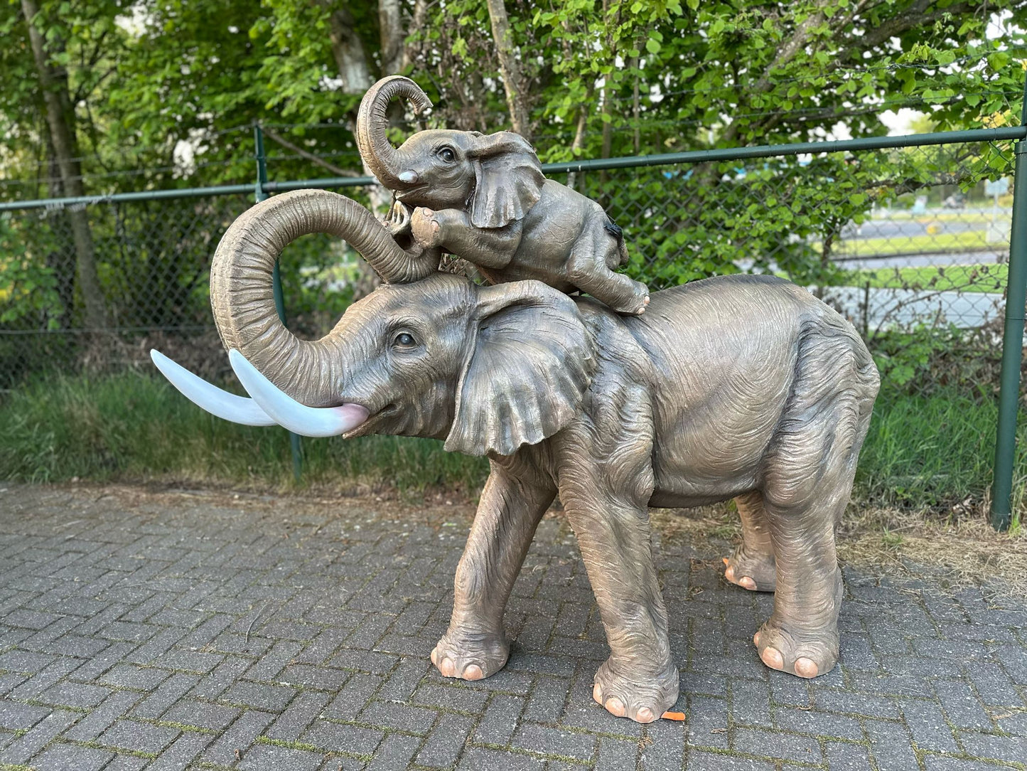 Olifant - Levensechte Olifant - met baby Olifant- 200cm lang - originele kleur.