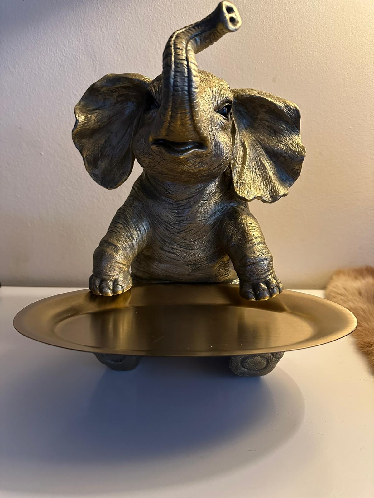 Olifant - met dienblad - dienblad laag - goud kleurig
