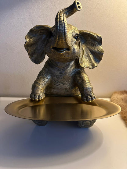 Olifant - met dienblad - dienblad laag - goud kleurig