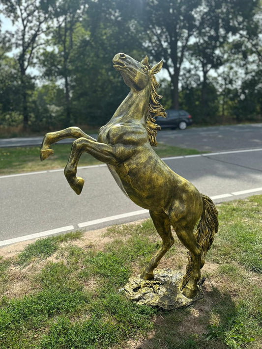 Paarden- Paard - Steigerend Paard - Staand - XXL - Brons