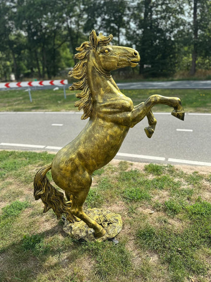 Paarden- Paard - Steigerend Paard - Staand - XXL - Brons