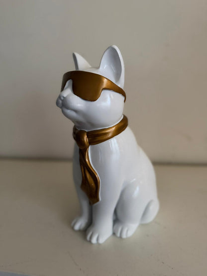 Kat / Poes met zonnebril en stropdas (30cm) zittend