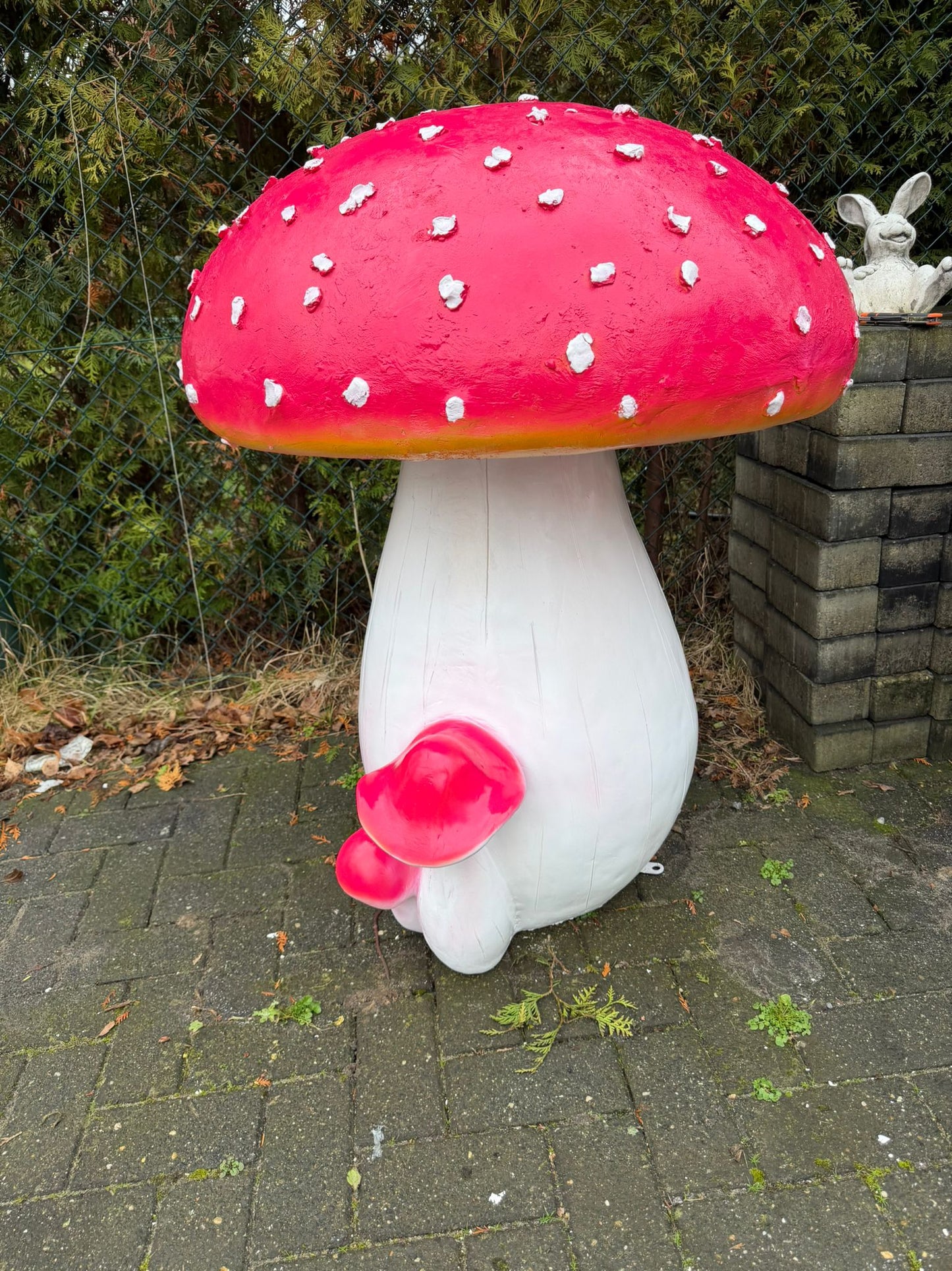 Paddenstoel - 110cm hoog - wit/rood -