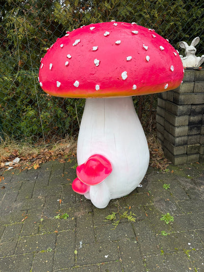 Paddenstoel - 110cm hoog - wit/rood -