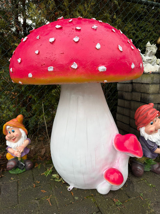 Paddenstoel - 110cm hoog - wit/rood -