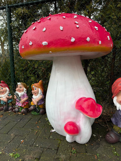 Paddenstoel - 110cm hoog - wit/rood -
