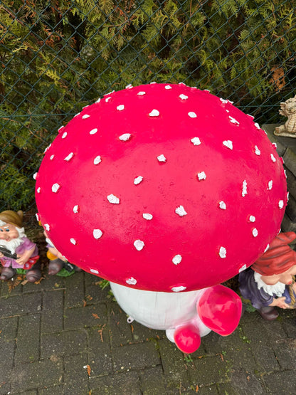 Paddenstoel - 110cm hoog - wit/rood -