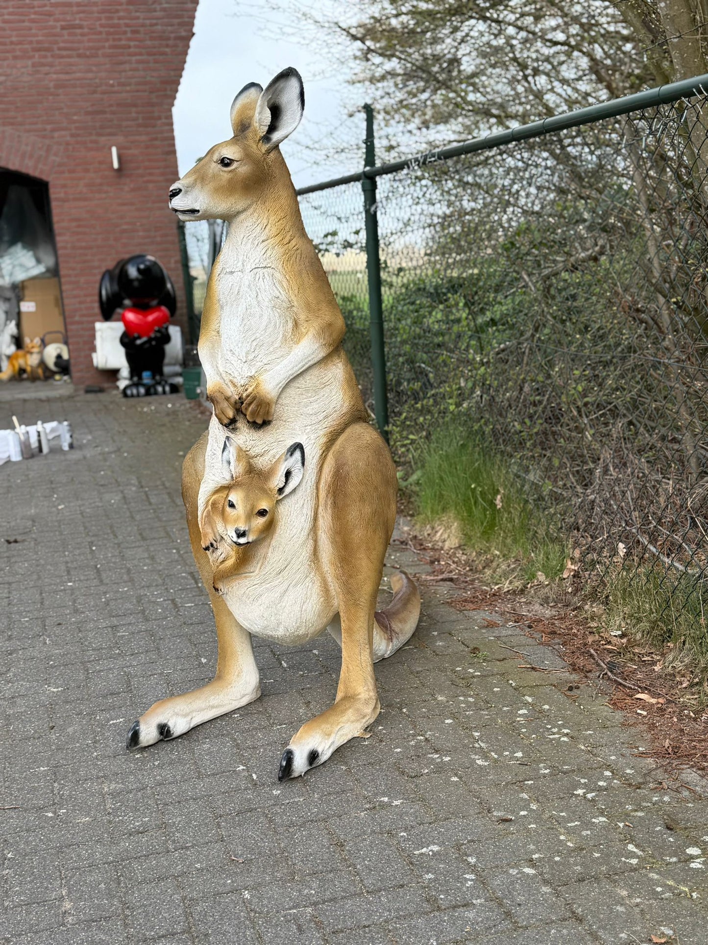 Kangaroe - Kangoeroes - met baby - originele kleur - 155 cm hoog