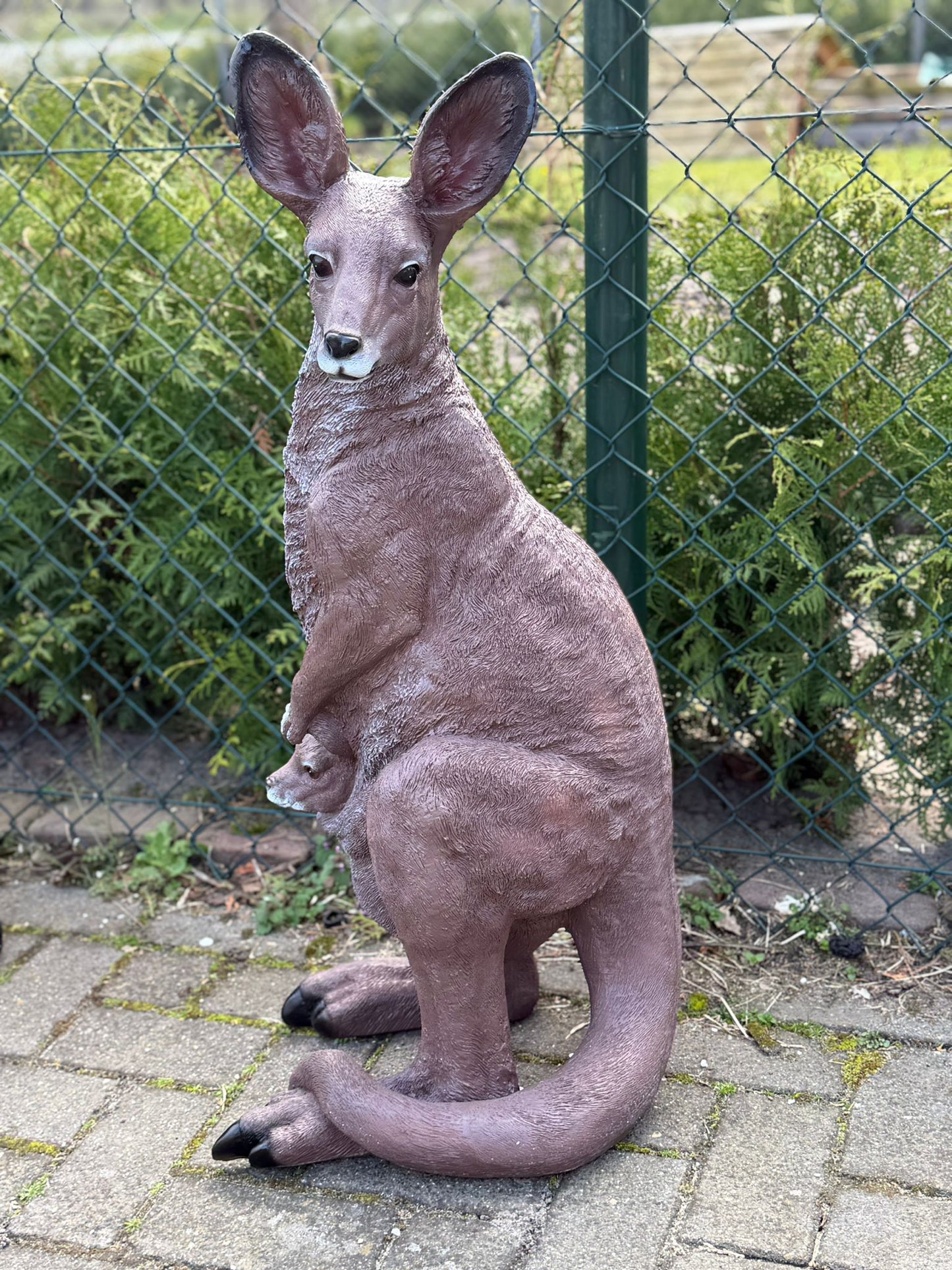 Kangoeroe - Wallaby - originele kleur - 90cm hoog - met baby