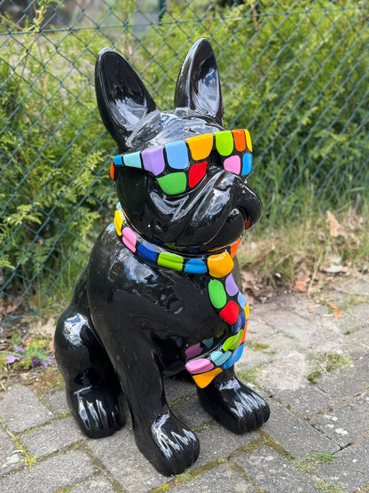 Franse Buldog met bril in limited edition (80cm hoog)