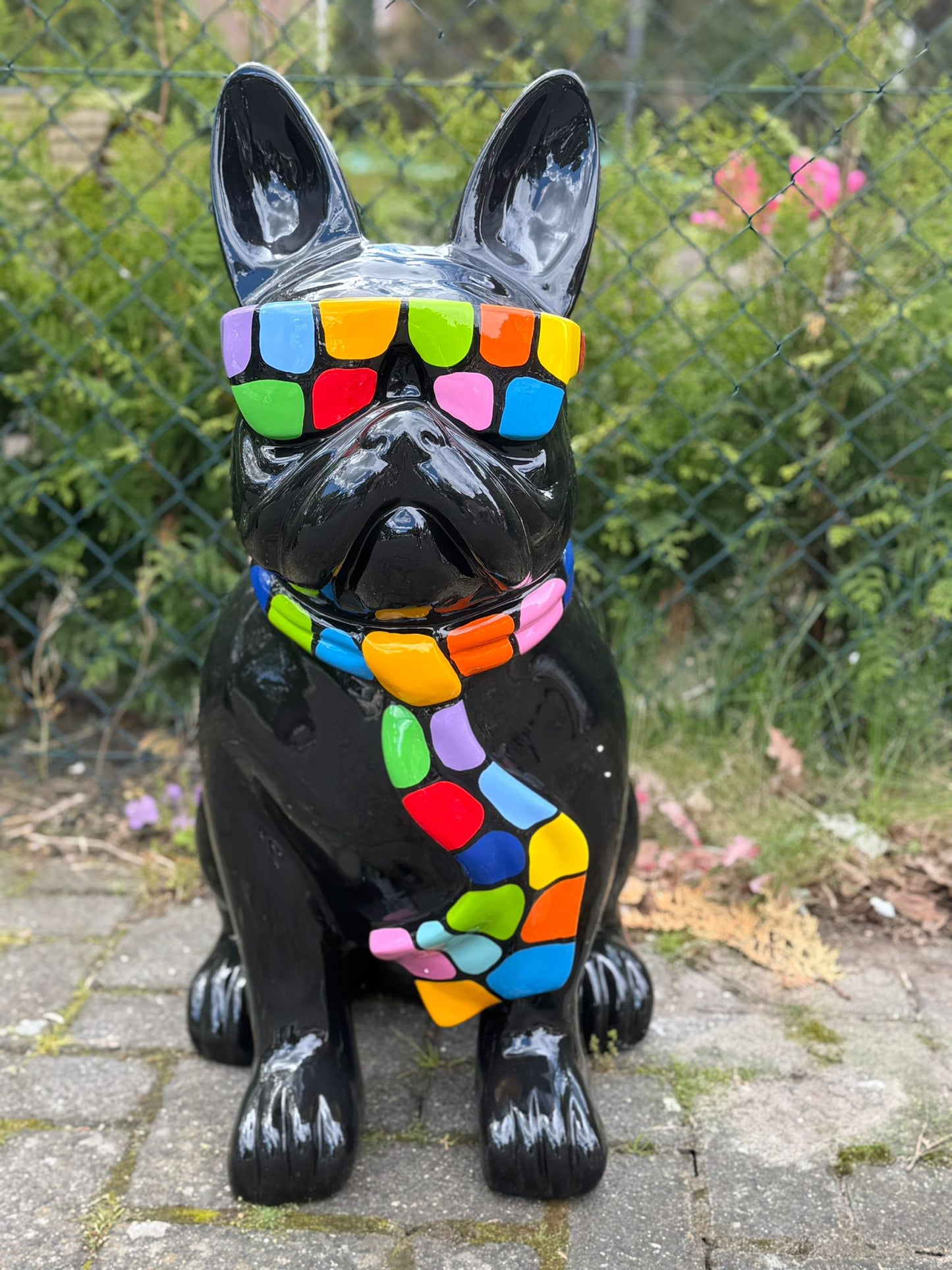 Franse Buldog met bril in limited edition (80cm hoog)