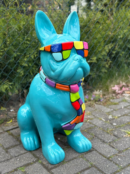 Franse Buldog met bril in limited edition (80cm hoog)
