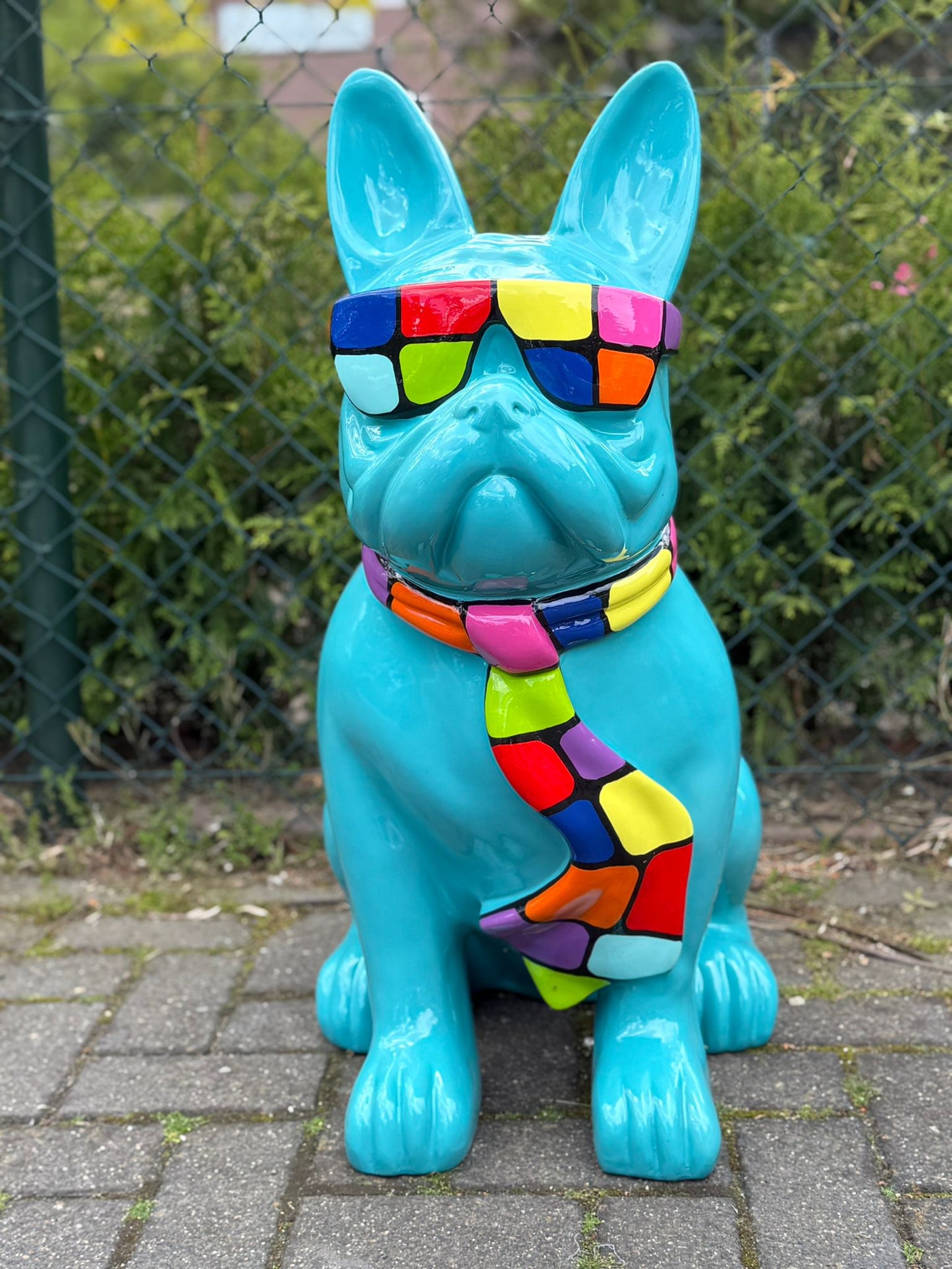 Franse Buldog met bril in limited edition (80cm hoog)