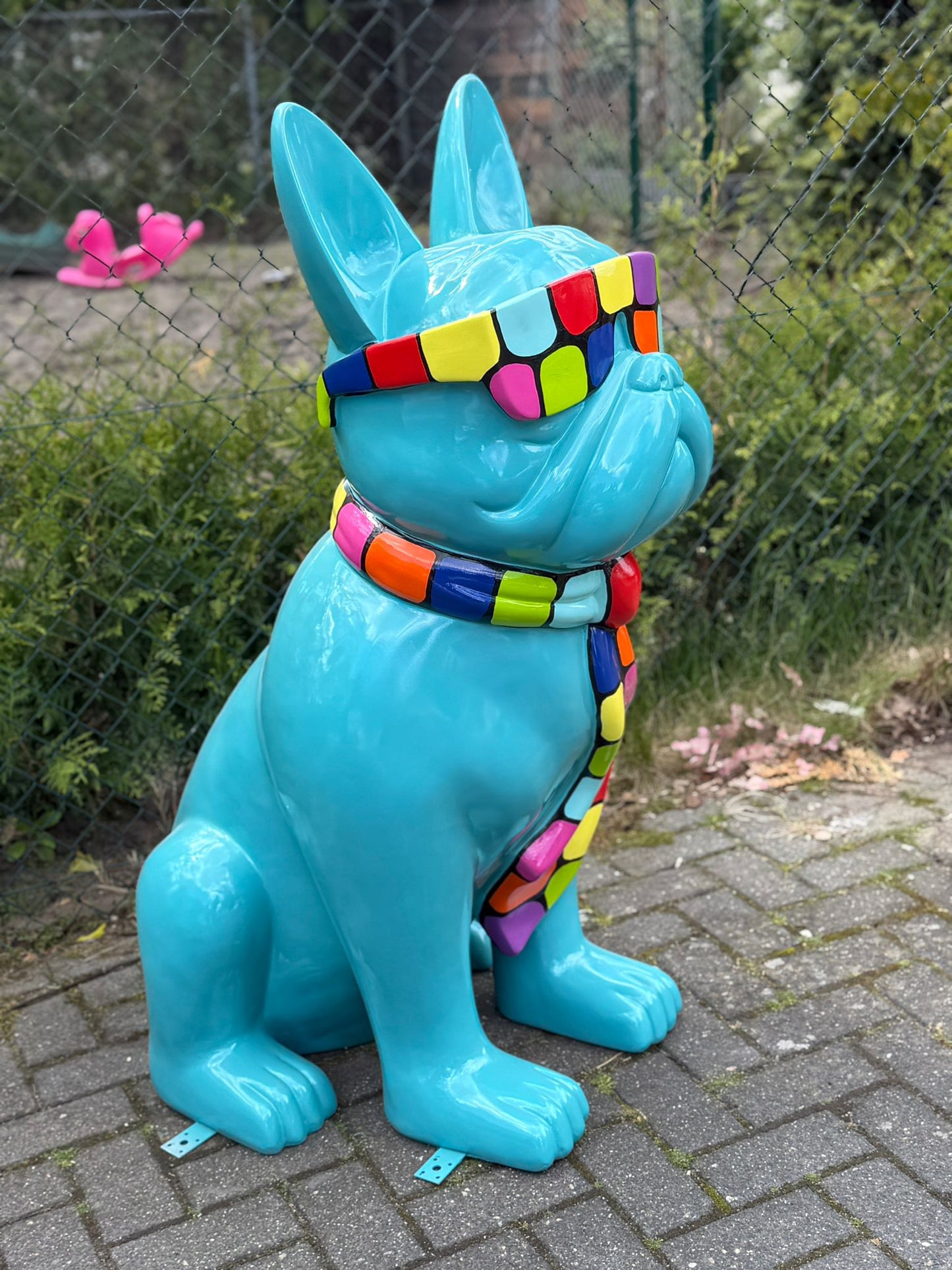 Franse Buldog met bril in limited edition (120cm hoog)