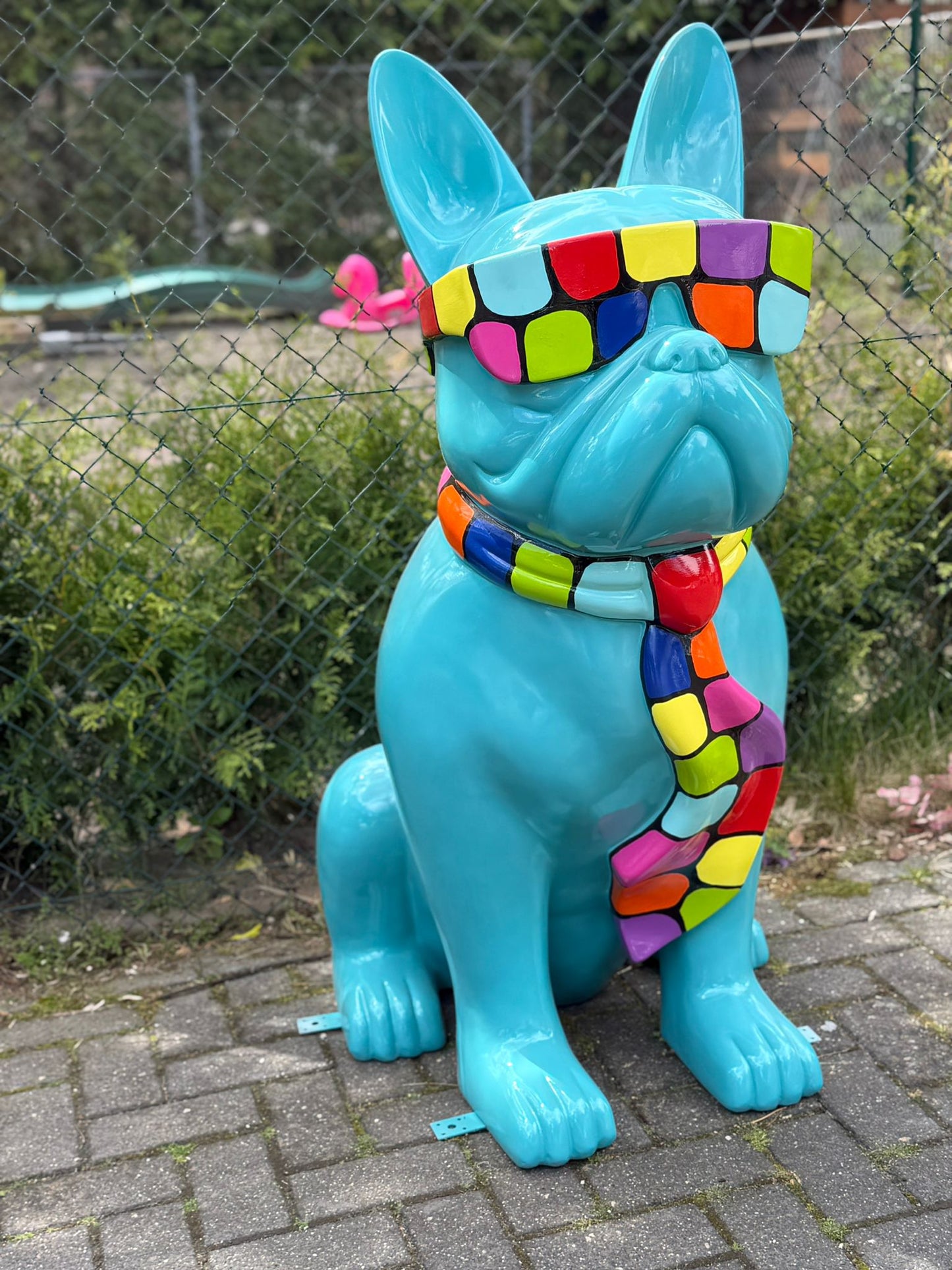 Franse Buldog met bril in limited edition (120cm hoog)