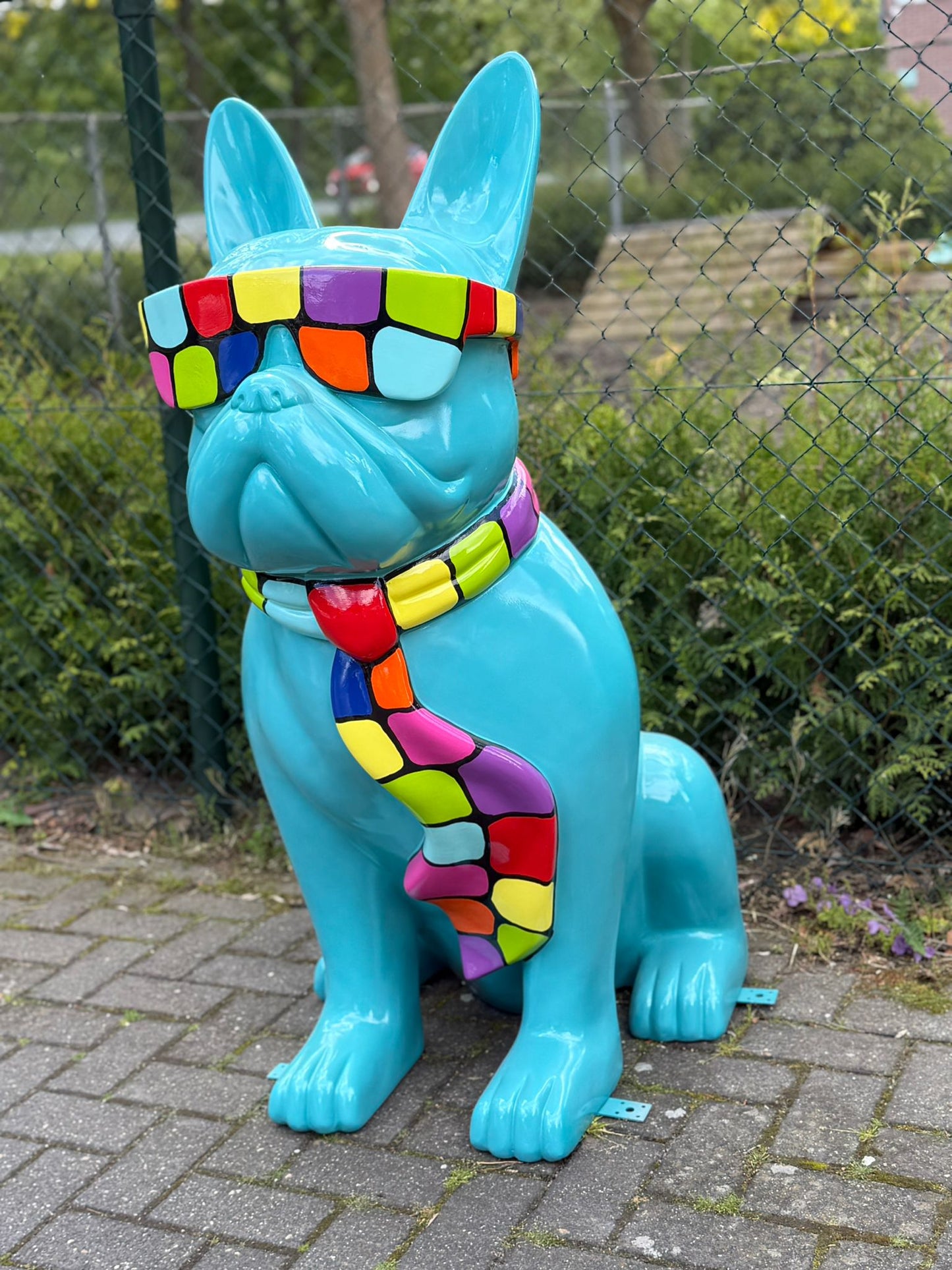 Franse Buldog met bril in limited edition (120cm hoog)