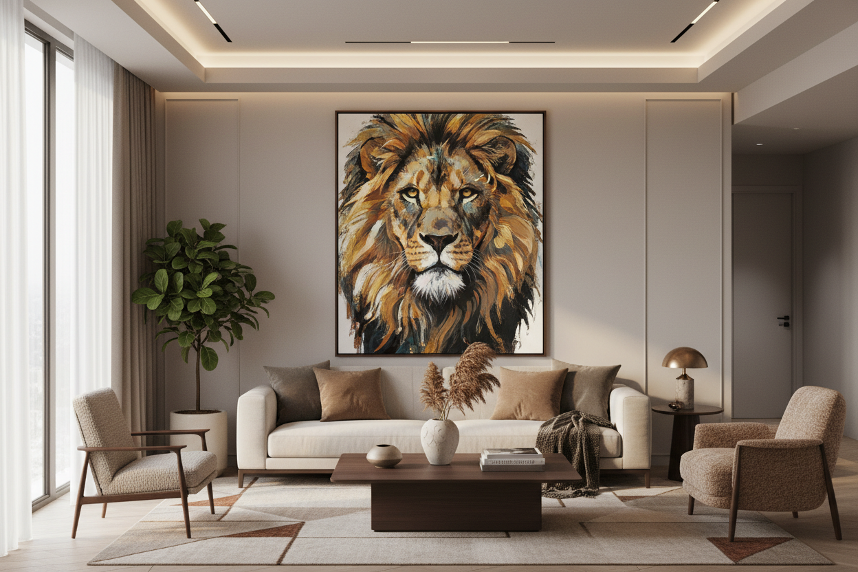 een mooi beeld van een leeuw in een huis en het moet de woning mooier maken met meer uitstraling