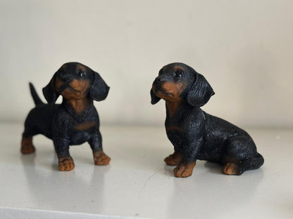 Teckel - Teckels - Set - Zittend en Staand - Zwart of bruin - Super leuk